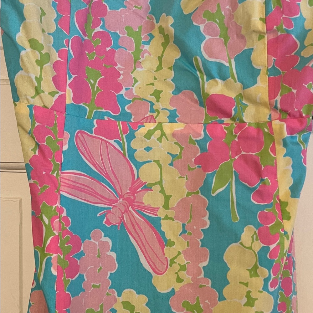 Vintage Snappy Dragon Lilly Pulitzer Strapless Tie Back Dress